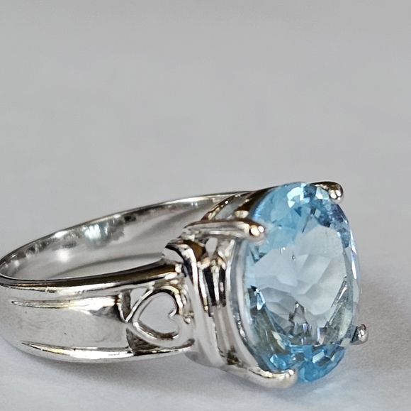 Certified Blue Topaz Sterling Silver Ring Size 7 π - Picture 4 of 14